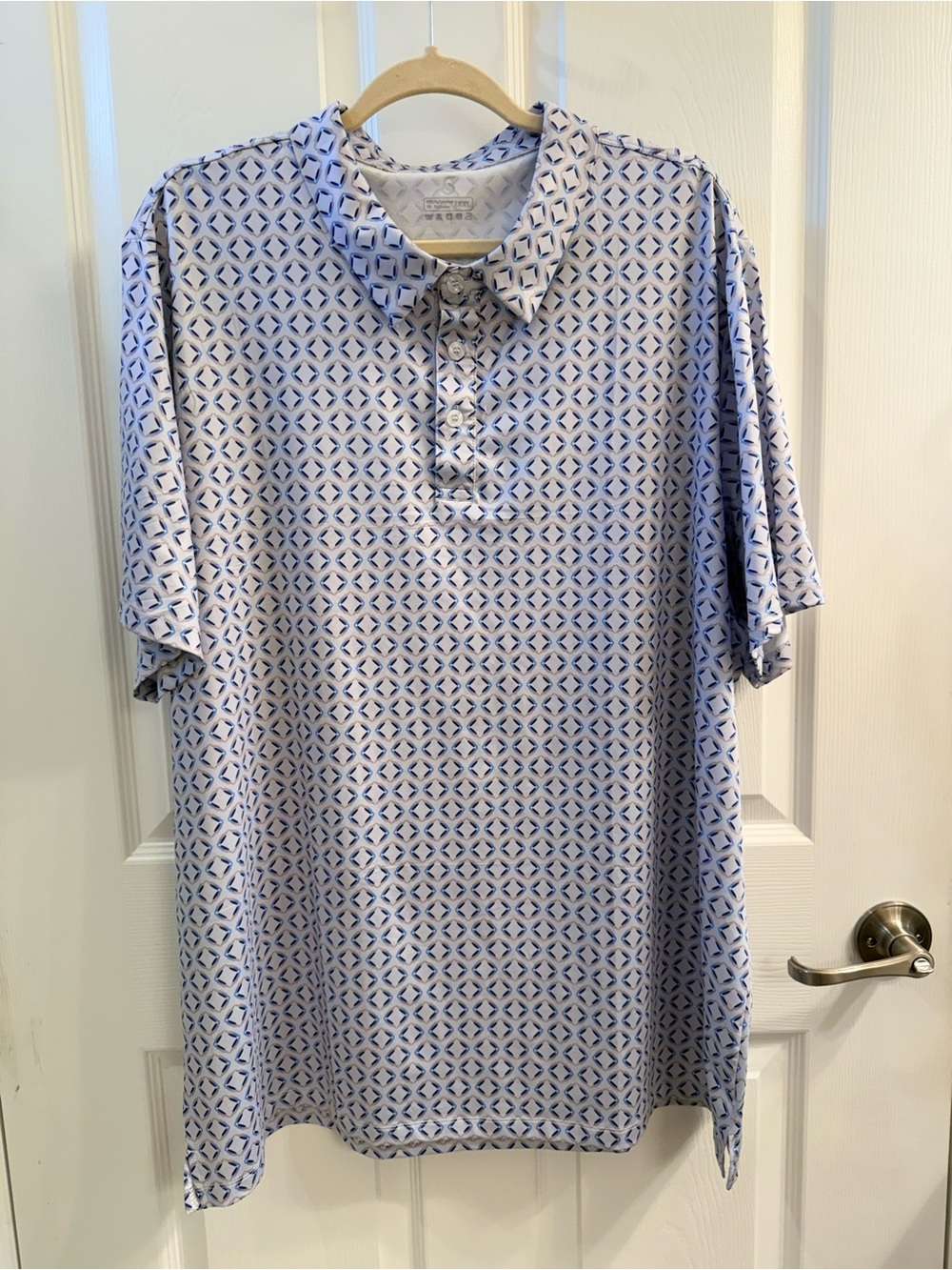 Men's Light Blue Geometric Golf Shirt